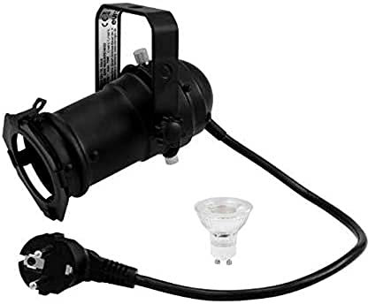 Eurolite Set PAR-16 Mini-Scheinwerfer-Spot GU-10 schwarz + Leuchtmittel GU-10 230V LED SMD 7W 3000K warmweiß