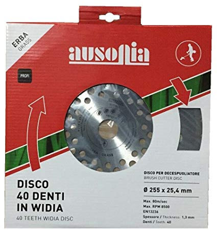 AUSONIA - 83807 Disco para DESBROZADORA con 4 Dientes DE VIDIA. DIÁMETRO 25 CM, Espesor 1,3 MM