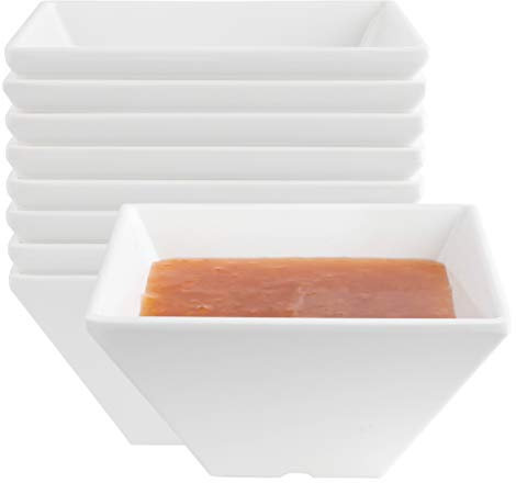 Lot de 8 bols carrés, 12,2 x 12,2 x 6,5 cm, super blanc, vaisselle élégante, 100 % mélamine, incassable, durable