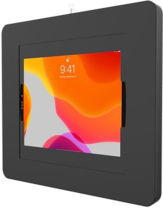 Locking iPad Wall Mount - CTA Anti-Theft Large Locking Tablet Enclosure w/Key Lock and Interior Cable Routing for iPad Pro 12.9, Surface Pro 3, 4, 5, 6, 7, 8, X - Black - (PAD-PLWB)