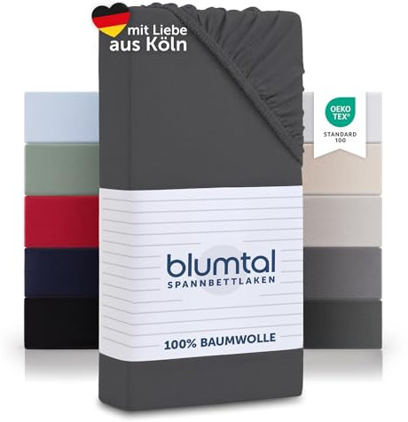 Blumtal® Basics Spannbettlaken Topper 200x200cm Jersey im 2er Set - Bettlaken 200x200cm aus 100% Baumwolle - Oeko-TEX zertifiziertes Spannbettlaken 200x200 Topper - Topper Spannbettlaken - Anthrazit