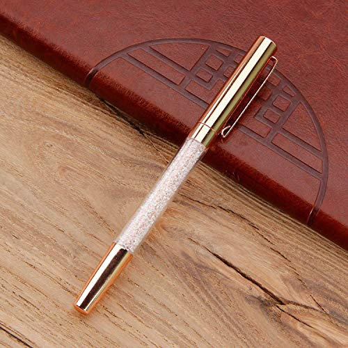 Bling Bling Bling - Pennarelli a sfera con brillantini e strass, con coperchio, per amici, colleghi di lavoro, studenti, professionisti del business (inchiostro nero) 6pcs Oro rosa
