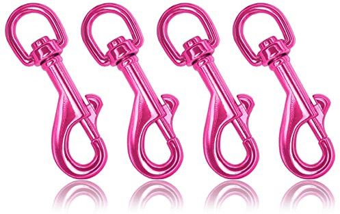 Ganzoo moschettoni con snodo girevole, lunghezza 85 mm, set di 4 pezzi, moschettoni con chiusura a bullone, moschettoni a scatto, in lega di zinco, per guinzaglio per cani, colore: rosa