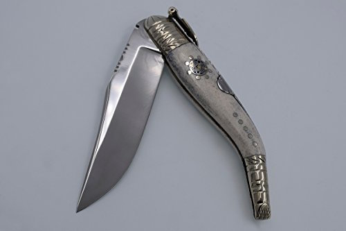 Navaja Clásica Albaceteña artesanal de Albacete de José Antonio Herreros con hoja de acero 440c de 9,5 cm y empuñadura de ciervo pulido. Caza, pesca, supervivencia, artesana Albaceteña