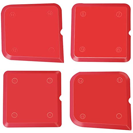 Quesuc 4 Pièces Ensemble d'Outils de Calfeutrage en Silicone Kit Lisseurs de Joints pour Coulis d'Étanchéité Silicone Finition de Cachetage(rouge)