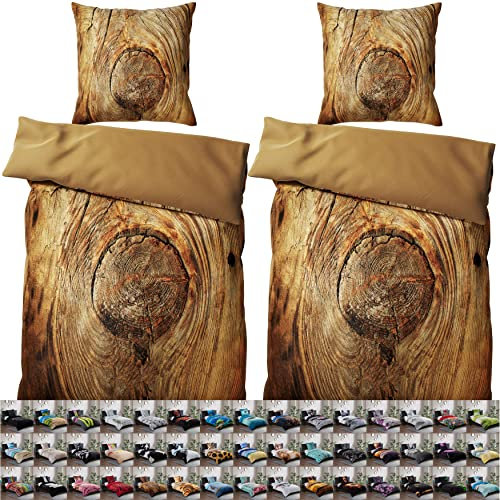 Sanilo® Bettwäsche 135x200 cm, 100% feinste Baumwolle, 4-teilig, Bettbezug, Kissenbezug 80x80cm, Oeko-TEX Zertifiziert (4-teilig 135x200 cm, Rustikal)