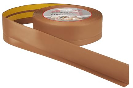 ProfiPVC Plinthe souple autoadhésive PVC flexible pliable 50x20mm 25m Ambre | Revêtement de sol en plastique, bande autocollante d'étanchéité pour salon bureau cuisine, finition propre, montage facile