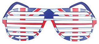 HENBRANDT Sonnenbrille für Erwachsene, Union Jack, Kunststoff, 80er-Jahre-Club-Brillen, Retro-Requisite, Disco-Kostüm, Zubehör