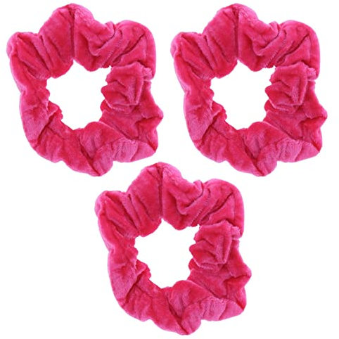 Topkids Accessories - Velvet Scrunchie Scrunchies Elastic Hair Band Ponytail Holders Hair Scrunchie Hair Bobbles Hair Accessories for Women, Ladies, Girls - Pack of 3 (Fuchsia Pink)