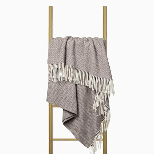 Nostra Andora Merino-Woll- und Kaschmirdecke – Weiche, atmungsaktive und leichte Elegante Überwurfdecke für Sofa und Außenbereich, temperaturregulierendes Design mit Fransen (Hellbraun)