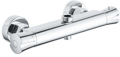 PURAGEIR Grifo Columna Ducha de 2 Salidas,Grifo Ducha Termostatico,Salida Superior 3/4 BSP(26.4mm),Salida Inferior 1/2 BSP(21mm),Forma Redonda