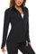 KEFITEVD Sommer Laufjacke Damen Sport Jacket Leicht Gym Trainingsjacke mit Reißverschluss Stehkragen Sweatjacke Schnell Trocknend Freizeithemd Daumenloch Oberteil Schwarz XL