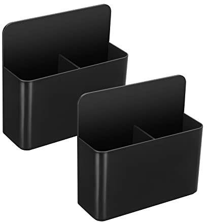 Bidponds Magnetischer Marker-Halter für Whiteboards/Kühlschrank/Kühlschrank, magnetischer Stifthalter, trocken abwischbare Ablage mit anisotroper Magnetrückseite, schwarz, 2 Stück