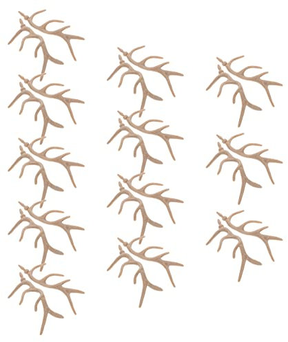 12 Paar Geweih Schneemann Ornament Rentiergeweih Zum Basteln Mini-Geweih Dekozweige Geweihdekor Geweihzweige Zum Basteln Weihnachtsgeweih Bastelgeweihe Khaki Kunststoff