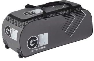 Gunn & Moore GM Cricket Wheelie Bag Holdall | 707 | Engineered Wheel Housing All Terrain | Tough Water-Resistant 600 Denier Polyester | Anti-Scuff Corner Protection | Medium - 92 Litres | Grey