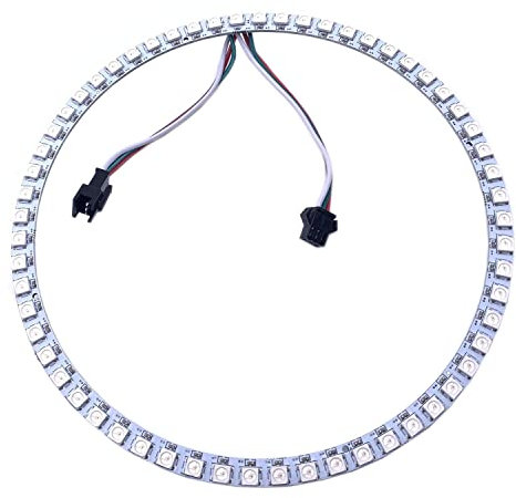 WS2812B 8/16/24/35/45/60 /90/241 Leds Pixel Ring Address Led-Module WS2812 IC RGB Voll Farbe Runde Led Kreis DC5V (60Leds, White)