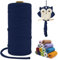 LEREATI Corde Macramé 3mm x 100m, Fil Macramé Simple Torsion Coton Naturelle Ficelle Corde, Cordon Coton pour Rideau Macrame, Porte Plante Mural, Bricolage, Boho Decoration (Bleu Foncé)
