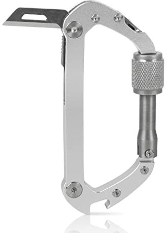 8 in 1 Multifunktions Titan Karabiner Schlüsselanhänger, mit Messer, Flaschenöffner, Fensterbrecher und Schraubendreher, Gadget, Multitool Werkzeug für Camping, Handtasche & Rucksack
