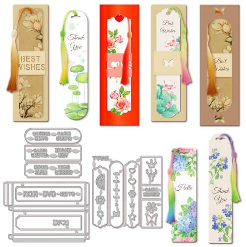 GLOBLELAND Lesezeichen-Stanzformen, Metall-Lesezeichen-Prägeschablonen Mit Segenswortmustern Für DIY-Scrapbooking, Fotoalbum, Dekorative Prägung, Papierkarte, 5.7x5x0.03,(5) cm