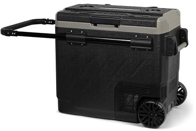 Steamy-E Dual Zone 61 Roller, Nevera de compresor portátil eléctrica con Ruedas, 58 litros, Negro, 12V / 230V, para Congelar y Enfriar de -20°C a +20°C, Ideal para Camping