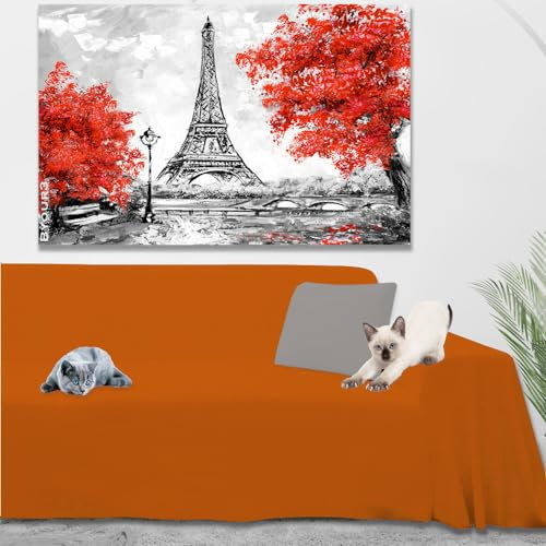 Byour3 - Sofaüberwurf 3 4 2 Sitzer Dicke Baumwolle Gemischter Sofa Cover Mehrzweck Sofabezug Auch Für Ecksofa L U Form Sofa-Couch Abdeckung Alles Abwaschbar Beständig (Orange 4 Sitzer)