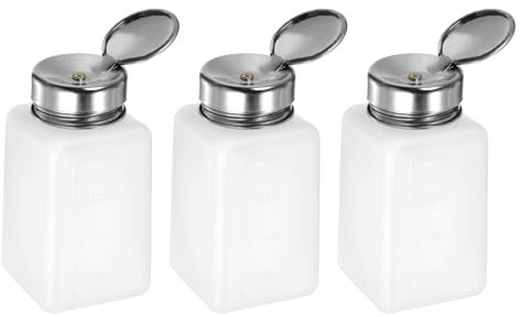 sourcing map 3Stk Lösemittel Alkohol Spender 200ml(6.7oz) Drückbare Flüssigkeit Spender Pumpe mit Dichtung Edelstahl Deckel für Aceton Reiniger Poliermittel Entferner Weiß