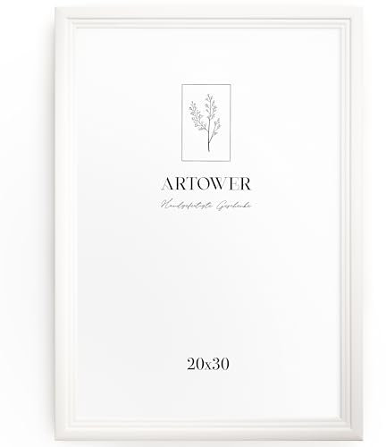 Artower® Bilderrahmen Vintage Weiß Holz Rahmen für 20 x 30 cm | Posterrahmen Groß Collage | Picture Frame Vintage White Wood 20x30 cm | Retro Schmal Bilderrahmen | Weiß Poster Rahmen