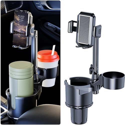 NATGIC – Porte-gobelet de voiture pour téléphone, organiseur de voiture 3 en 1 amélioré et porte-gobelet extensible 2 porte-gobelets pour tous usages – Porte-gobelets de voiture et organisateur