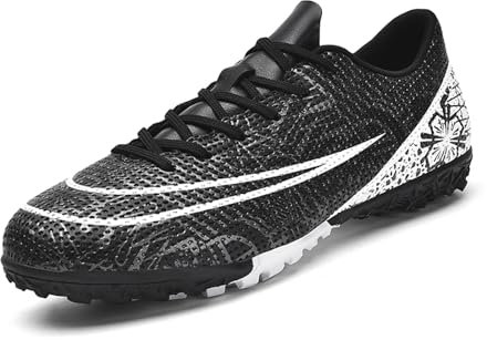 KUUK Scarpe da Calcio Uomo Donna Turf Scarpe da Calcetto Indoor Unisex Artificiale Scarpe da Allenamento Teenager AG TF Erba Sintetica Training Scarpe (Nero TF 38)