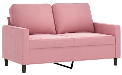 vidaXL Sofa 2-Sitzer, Loungesofa Couch mit Armlehnen Rückenkissen, Wohnzimmersofa Designsofa mit Metallgestell, Sitzmöbel Zweisitzer, Rosa Samt
