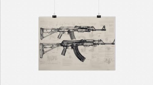 25 Artstreet AK-47 Poster - Militärische Wanddekoration - Hochwertiger Wandkunst-Druck - Perfekt zum Einrahmen (Size 60x90)