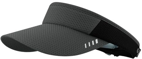 CLAPE Unisex Elastisch Sport Visor Cap Atmungsaktiv Outdoor Sun Visor Leichte Sommer Sonnenvisier Breite Krempe Sonnenschild für Erwachsene Darkgrey DSKD1