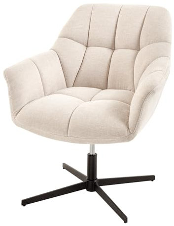 Riess Ambiente Drehbarer Sessel Papillon Champagner beige schwarz Metall höhenverstellbar mit Armlehne drehbar Wohnzimmersessel Polstersessel TV-Sessel Relaxsessel