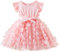 AIEOE Ragazza Bambina Vestito con Tulle Fiore Farfalla Senza Maniche Elegante Principessa Abito Battesimo Estivo Adatto da 5-6 Anni Rosa