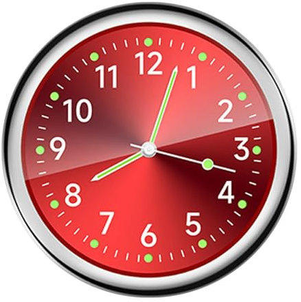 Auto Armaturenbrett Uhr, Dashboard Uhr, Car Dashboard Clock, Auto Uhr mit Doppelseitigem Aufkleber und Lüftungsclip, Quarz-Autouhr für Auto Innendekoration (rot leuchtend)