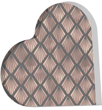 Rose Gold Art Deco Fans On Black, Heart Shape Acrylic Decorations Printing Acrylic Plaque Keepsake for Ladies Male Female