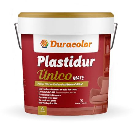 PD DURACOLOR Plastidur Mate Único Pintura plástica mate para interiores, máxima calidad (Blanco, 4 Litros)