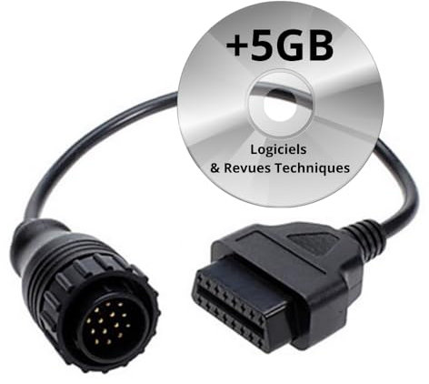 OBD2-Adapter für Auto-Diagnosekoffer | kompatibel mit Schwergewicht Sprinter | 16-polig OBD2 auf 14 Pin | Paket mit 5 GB Diagnosesoftware und technischen Überprüfungen
