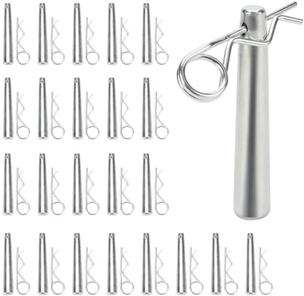 KVMORZE 24 Sets Galvanized Iron Conical Coupler Pins with R Clip, Stage Light Truss Accessories Lighting Trusses Replace Parts, Cotter Pins Assortment Kit Heavy Duty Hitch Pins, 2.7 in (24, Medium)