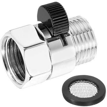 sourcing map Water Flow Control Valve, 1 PCS G1/2 Shower Head Shut Off Valve, Brass Water Pressure Regulator for Shower Head or Bidet Spray (Silver+Black)