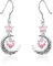 Qings Orecchini Luna con Pendenti Ottobre Tormalina Argento 925 Orecchini Stella e Luna crescente Celtica con Pietra di Nascita di Cuore per Donne