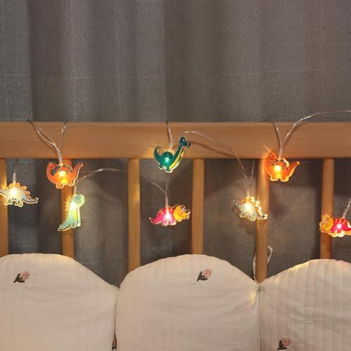 GUOCHENG Dinosaurier Lichterkette, 2M 10 LEDs Super Lustige Dinosaurier Lichterkette Batteriebetrieben Dinosaurier Lichter für Innen Schlafzimmer Kinderzimmer (Dino)