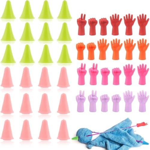 Duoleimi 48 Stück Maschenstopper für Stricknadeln - Strickzubehör Utensilien, Nadelstopper für Nadelspiel, Stricknadel Stopper, bunt, 3 Größen.