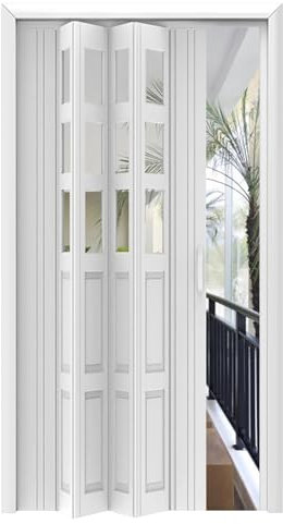Porte Coulissante Accordéon Pliante Porte d'intimité temporaire avec clé de serrure, porte de porte accordéon pliante interne pour balcon/patio/douche 60-190 CM, isolation thermique de porte en accord