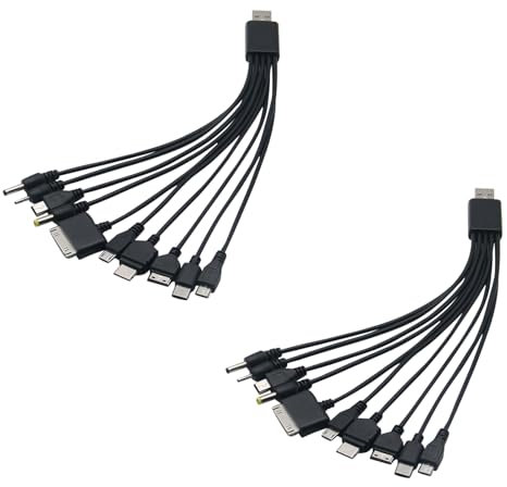 Ycfish 10 In 1 Universal Multifunctional Usb Phone Charger, Multi Charger Cable, Black USB Charging Cable Universal Multi Charger Adapter for Android Universal, Bluetooth,Speaker, USB Charging Cable