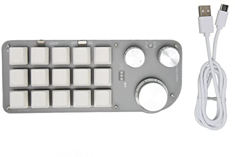 NutriEss One Handed Mechanical Keyboard 15 Keys 3 Knobs with RGB Bluetooth Plug and Play Multifunctional Mini Gaming Keypad