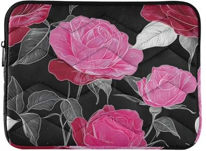 Roses Pfirsichschwarze Laptop-Hülle für Laptops 38,1-40,6 cm (15-16 Zoll)