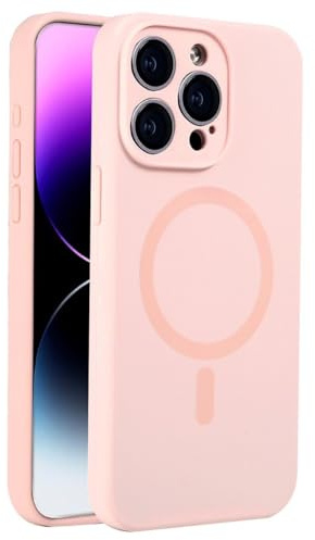 Mixroom - Custodia Cover per iPhone 12 Pro Max in Tpu silicone liquido morbido compatibile con MagSafe accessori con cerchio magnetico integrato Rosa