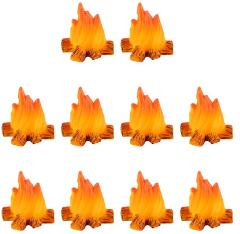 Laroal 10-teiliges Miniatur-Lagerfeuer-Ornament-Set, realistisches Mini-Feuermodell, Kunsthandwerk für Puppenhäuser, Lagerfeuer-Dekoration für Kunsthandwerk und Szenenbau