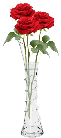 Petit Vase à Fleurs en Verre Transparent de 20 cm - Décoration de Table de Mariage Vintage - Vase à Tige Unique pour la Maison, Le Bureau, la décoration de Mariage (Transparent)